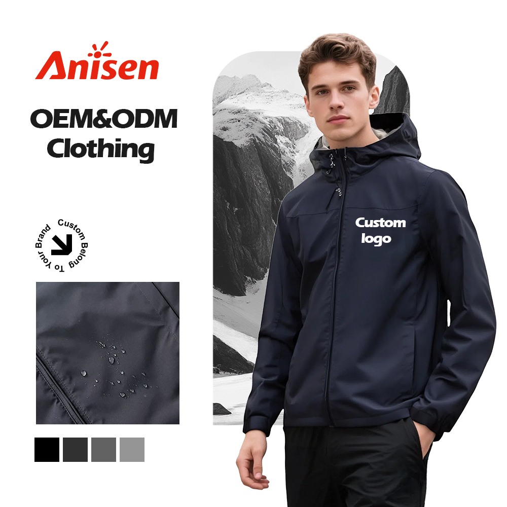 Custom Lightweight Wind Breaker Breathable &amp; Waterproof Rain Jacket For Outdoor Sports Winter Delivery Uniform