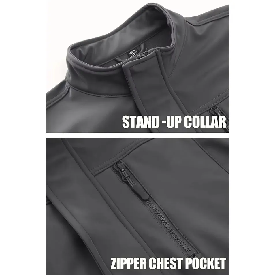 Men's Winter Softshell Jacket Stand Waterproof Breathable Quick Dry Eco-Friendly Casual Wear