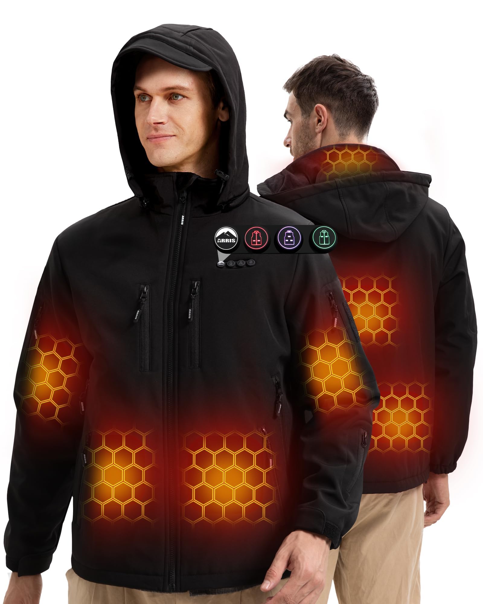 Unisex Winter Thermal Heated Jacket 7.4V 20000mAh Work Coat Eco-Friendly Waterproof Windproof Breathable Plus Size