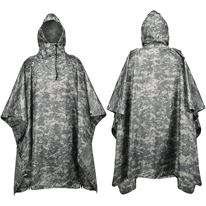 Camouflage Tactical Waterproof Sun Protection Clothing PU Coating Tactical Raincoat Poncho
