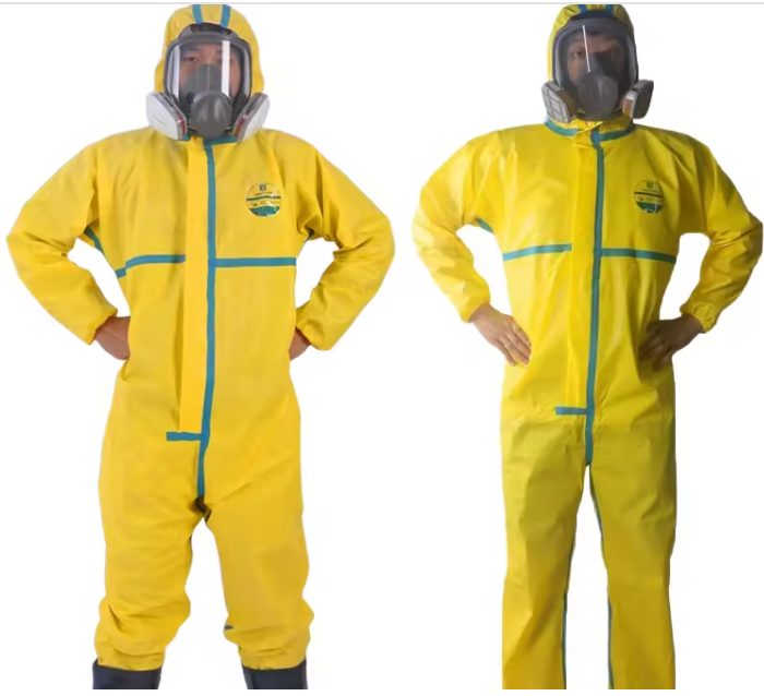 Disposable Chemical Resistant Industrial Coverall Yellow Chemical Protective Coverall PPE Hazmat Chemical Suit