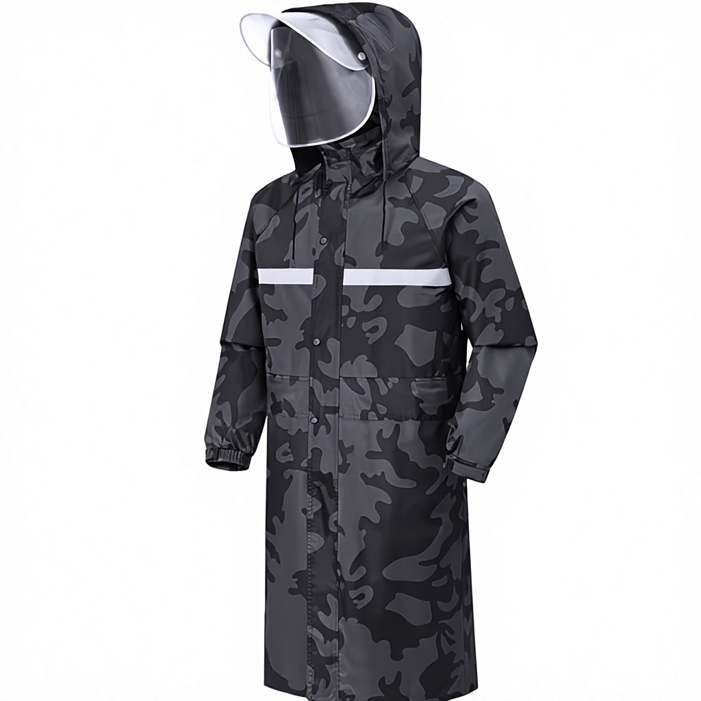 High-Visibility Waterproof Long Raincoat Reflective Safety Rainwear For Riding Construction Work Hooded Rain Jacket Wholesale