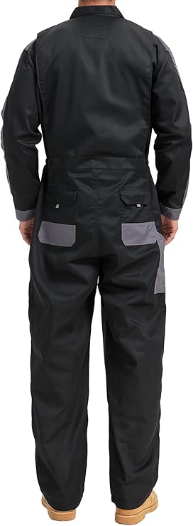 Men's Work Coveralls Multi Pockets Garage Work Jumpsuit Zip Coverall One Piece Workwear Mechanic Overalls