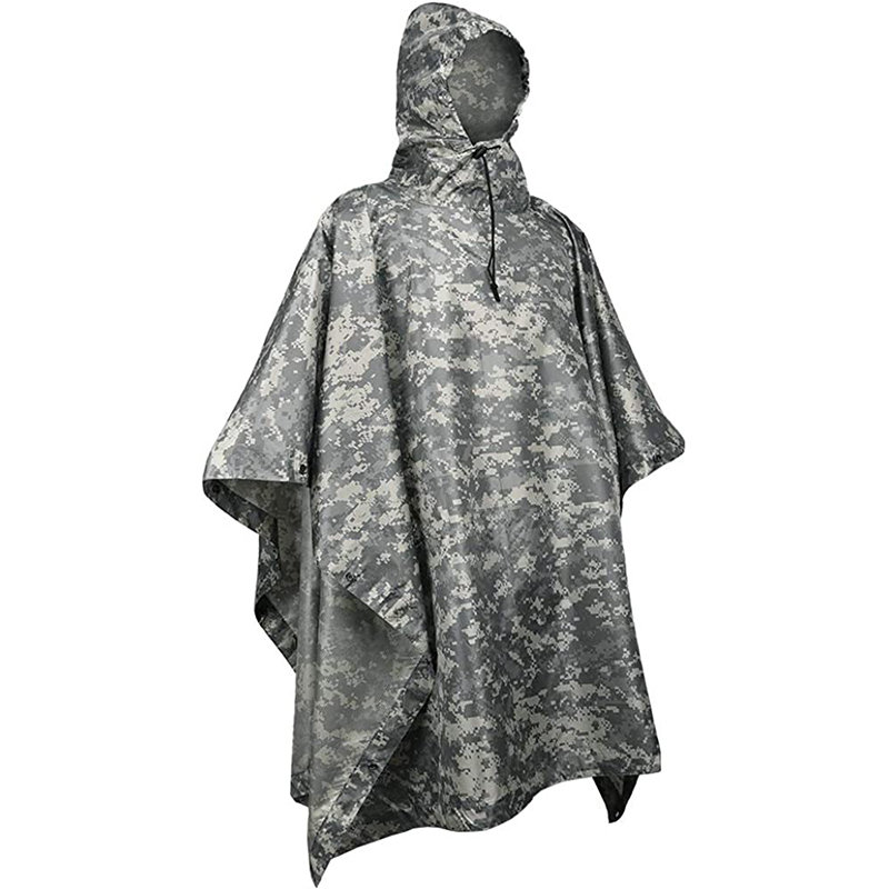 Camouflage Tactical Waterproof Sun Protection Clothing PU Coating Tactical Raincoat Poncho