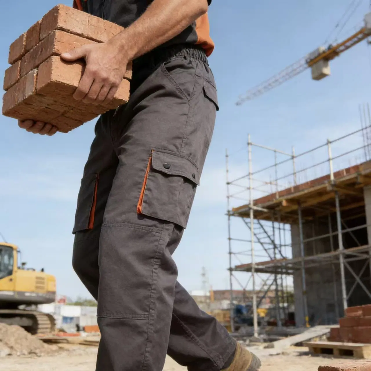 Wholesale Custom Grey Outdoor Sports Regular Fit Heavy-Duty Work Trousers