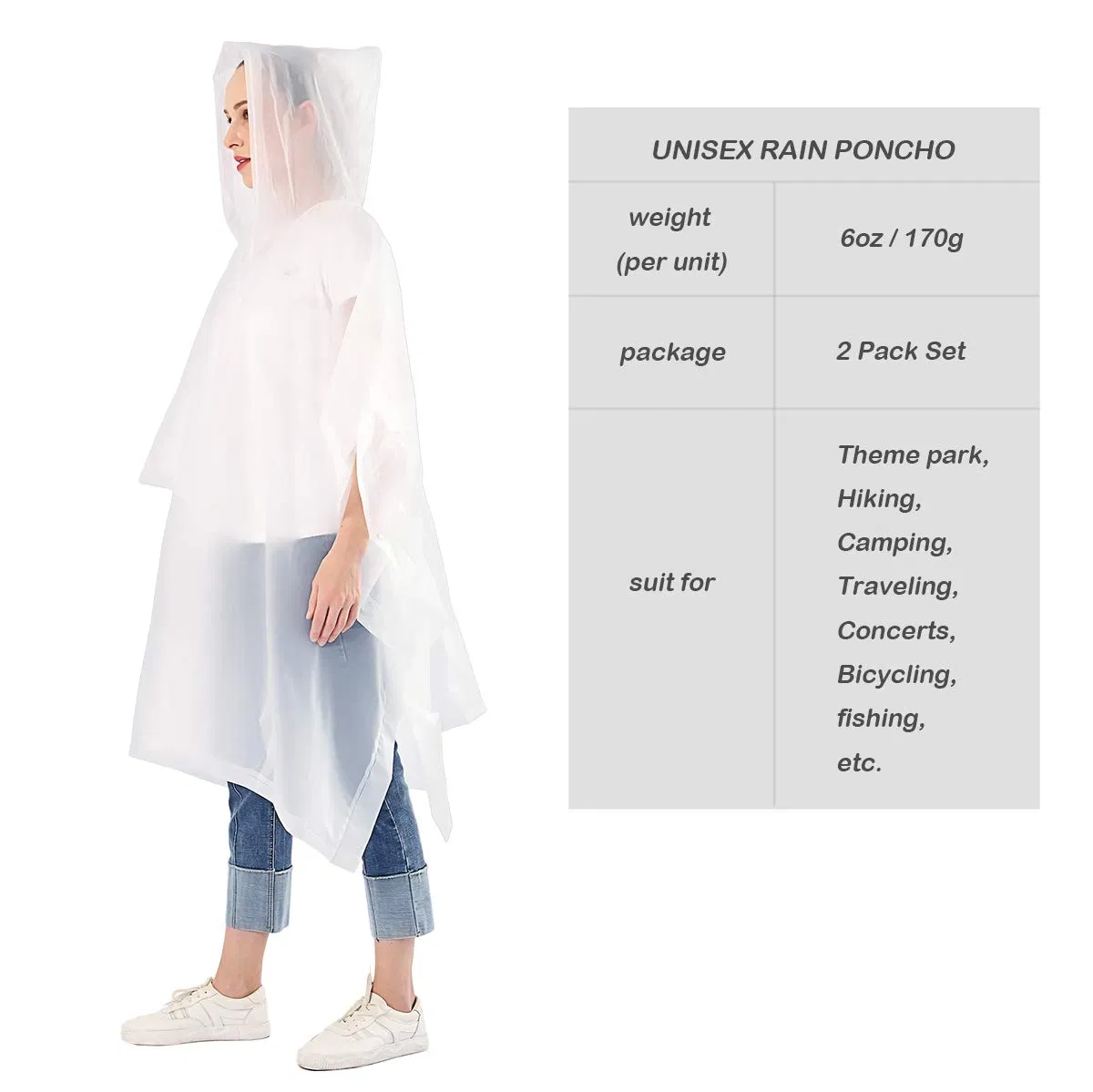 Outdoor Waterproof Pink Durable EVA Poncho Raincoat Rain Cape