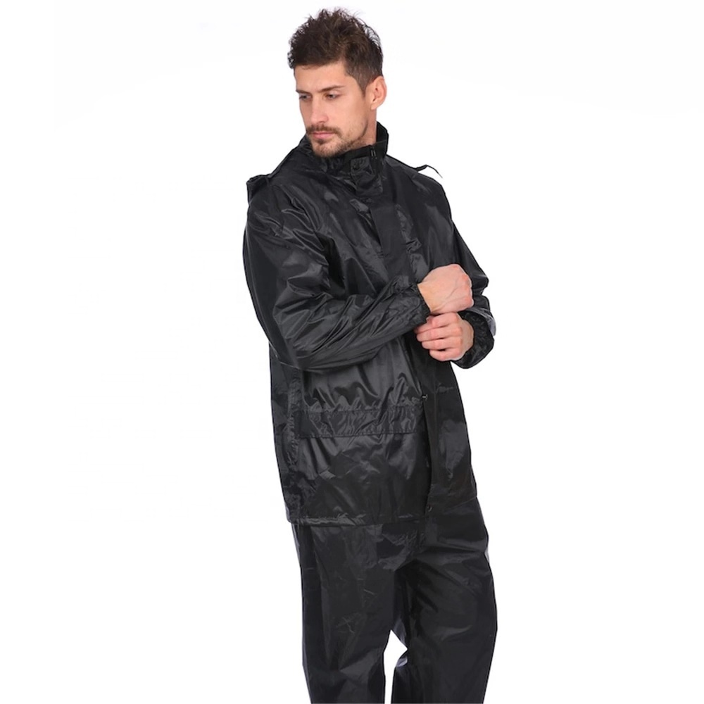 100% Polyester PVC Waterproof Raincoat Pants Bib Hooded Raincoat Black Raincoat Wholesale Fishing Golf Equipment