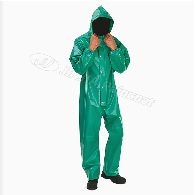 Economy Industrial Chemical Splash Waterproof Resistant Protective Coveralls Thick Pvc Safety Workwear Rain Coat Suit