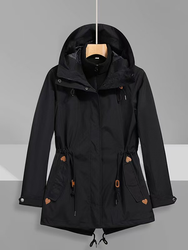 Women's 3-in-1 Waterproof Windstopper Zipper Hiking Jacket Fleece Inner Thick Outdoor Windproof Breathable Winter Parka Trekking