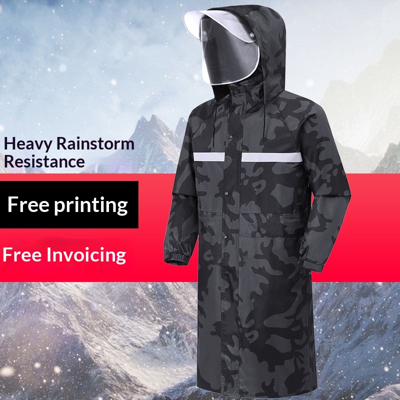 High-Visibility Waterproof Long Raincoat Reflective Safety Rainwear For Riding Construction Work Hooded Rain Jacket Wholesale