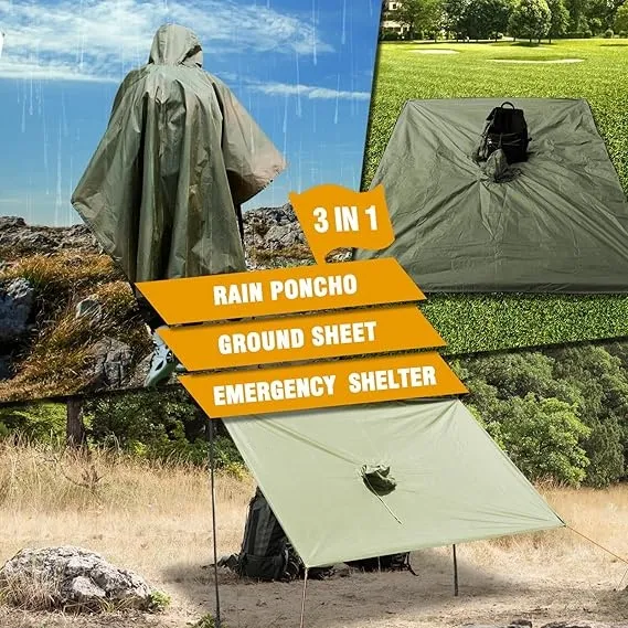 Camouflage Adult Motorcycles Waterproof Poncho Raincoat Rain Cape