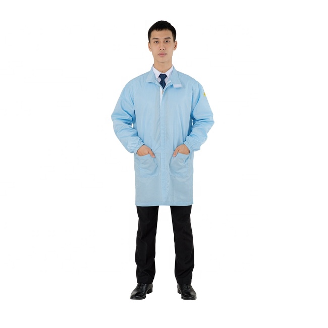Hot Sale GW Brand ESD Anti-Static Cleanroom Coat in Pink/Blue White Yellow Navy with Safety Zipper Vietnamese Supplier Model N/A