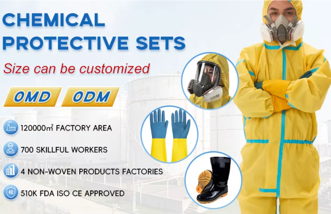 Disposable Chemical Resistant Industrial Coverall Yellow Chemical Protective Coverall PPE Hazmat Chemical Suit