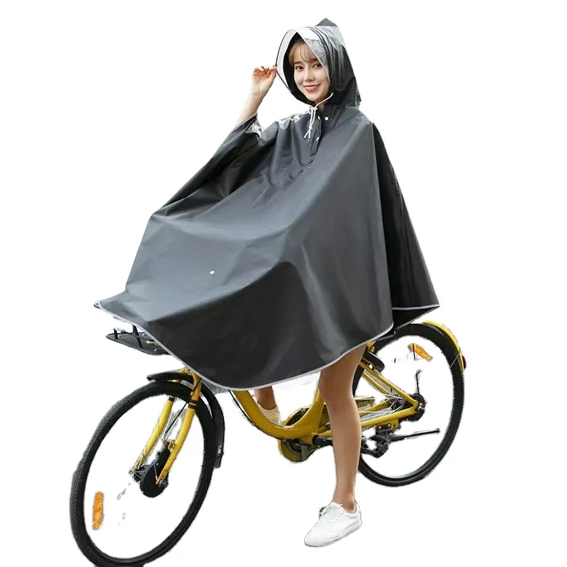 Bike Bicycle Biker Foldable Fashion Black EVA Raincoat Poncho Waterproof Rain Cape