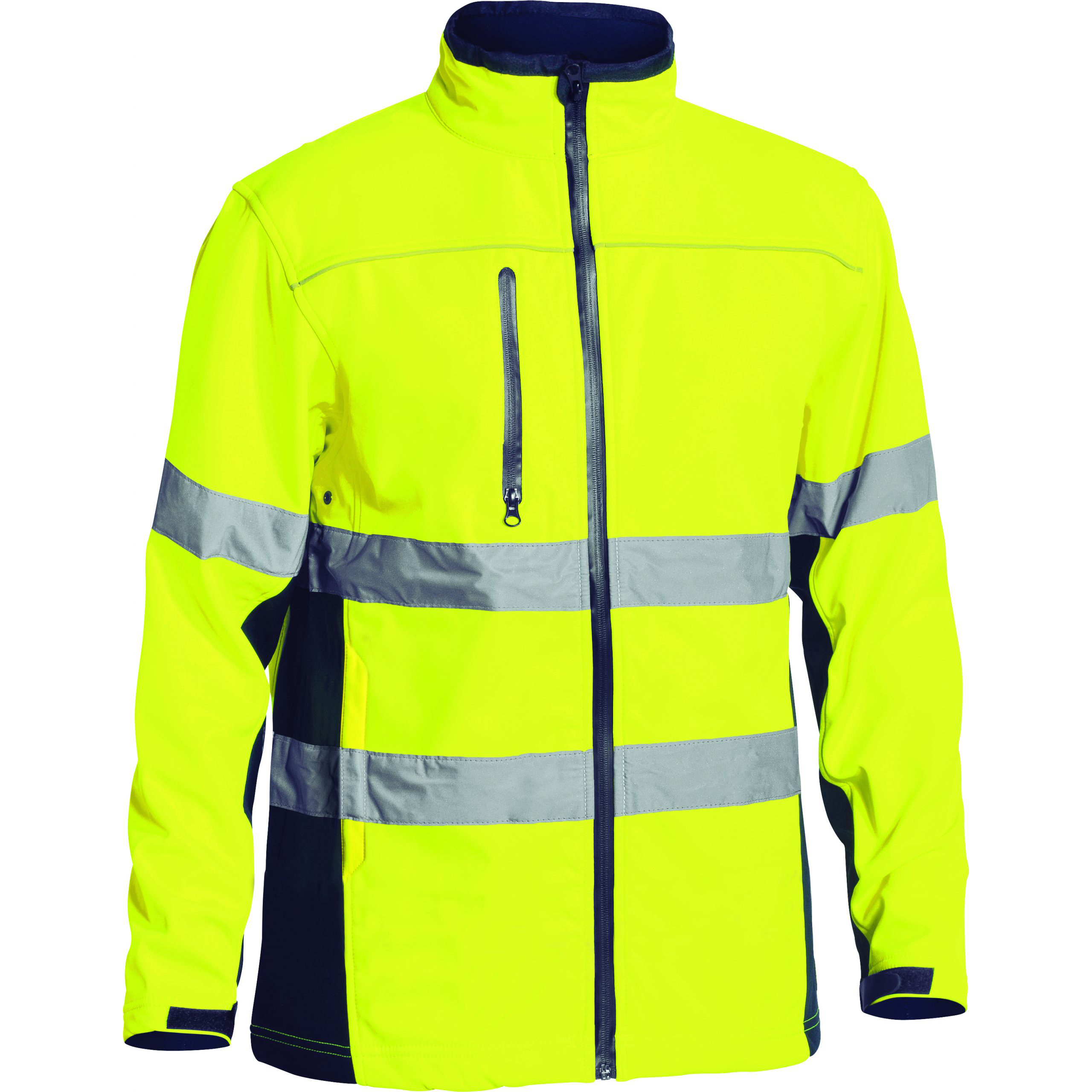 High Visibility Anti-Static Safety Jacket Reflective Workwear Yellow Long Sleeve Zip-Up Softshell Waterproof Breathable