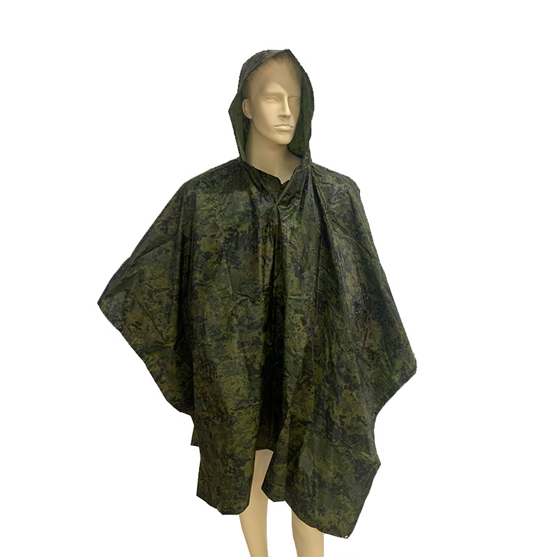 Wholesale Lightweight Polyester Tactical Camouflage Desert Camo Raincoat Poncho Waterproof PVC Rainwear with Logo Hood