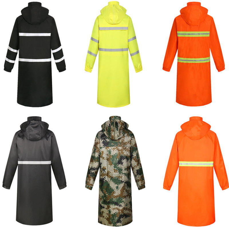 Custom OEM Tactical Raincoat for Security Guard Hi-Vis Waterproof Reflective Long Jacket Bulk Workwear