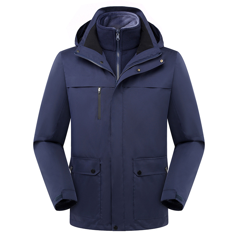A612 Unisex 3-in-1 Outdoor Workwear Jacket Waterproof Thermal Coat with Thickened Fleece Customizable Logo Winter XL Size
