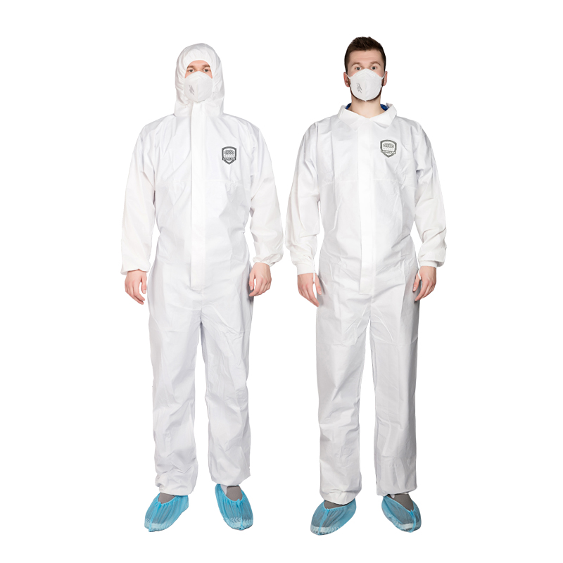 CE Non Woven Oil Resistant Cleanroom Ppe Protective Custom Printed PP Microporous Asbestos Type 5/6 Coverall