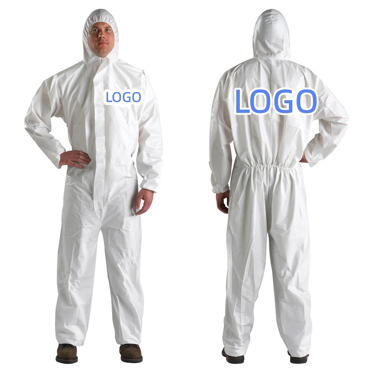 Factory Customized LOGO High Quality CE Standard Protective Workwear Clothing Nonwoven PP SMS Microporous Disposable Coveralls