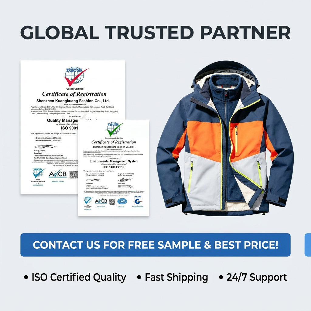 Unisex Color Block Thermal 3-in-1 Parka OEM ODM Custom Fabric &amp; Brand Logo Water Resistant Windproof Outdoor Sports Jacket