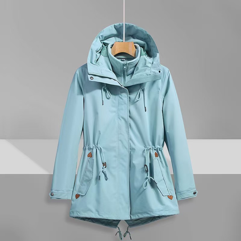 Women's 3-in-1 Waterproof Windstopper Zipper Hiking Jacket Fleece Inner Thick Outdoor Windproof Breathable Winter Parka Trekking