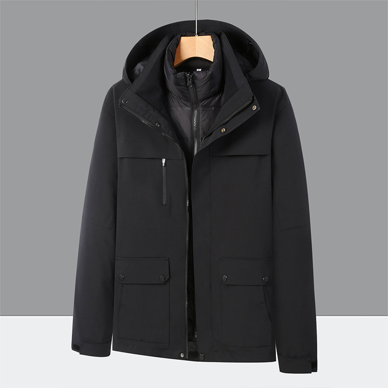 A612 Unisex 3-in-1 Outdoor Workwear Jacket Waterproof Thermal Coat with Thickened Fleece Customizable Logo Winter XL Size