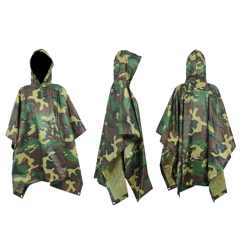 Manufacturer Custom Waterproof Tactical Raincoats Impermeable Camouflage Adult Rain Poncho for Outdoor Hunting Rainwear