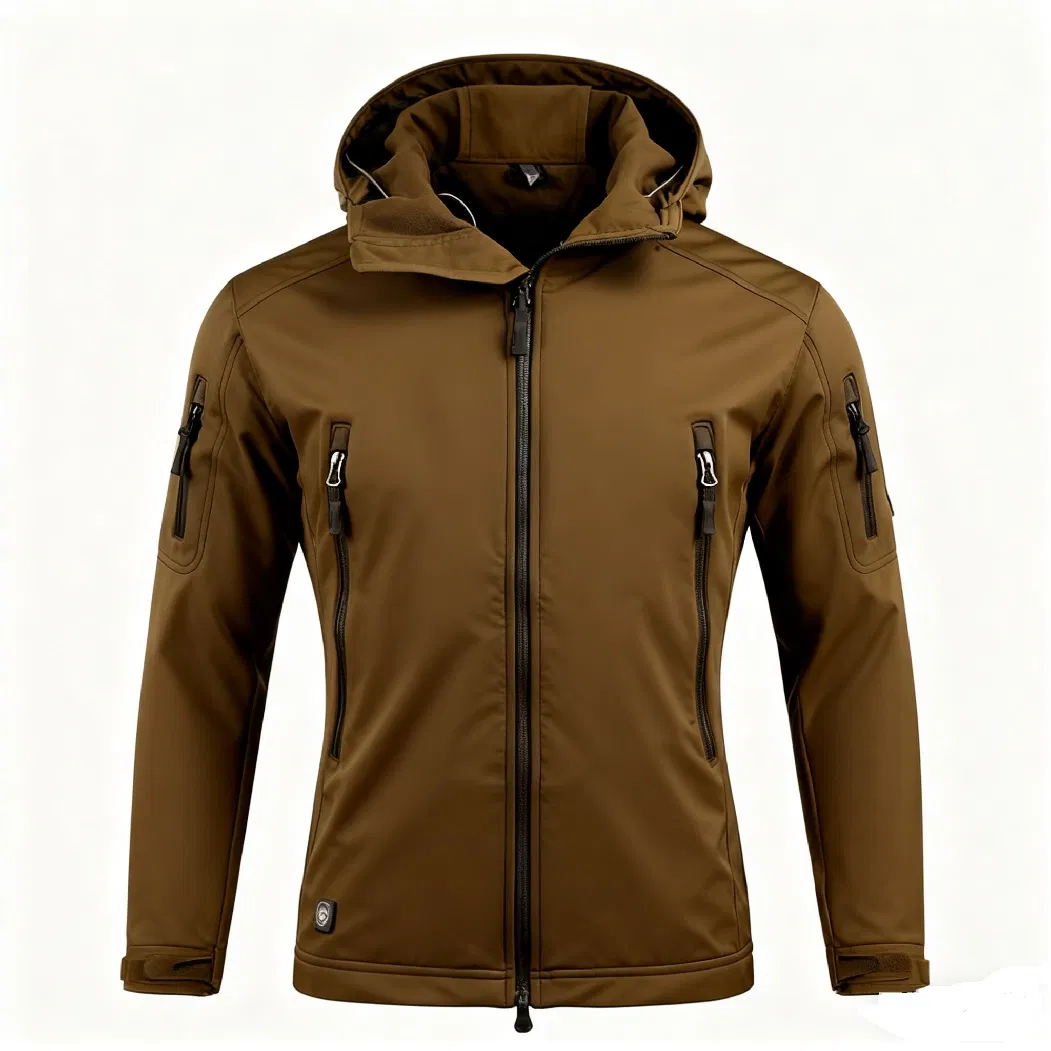 Winter Leisure Soft Shell Jacket Breathable Polyester Coat Zipper Water Resistant