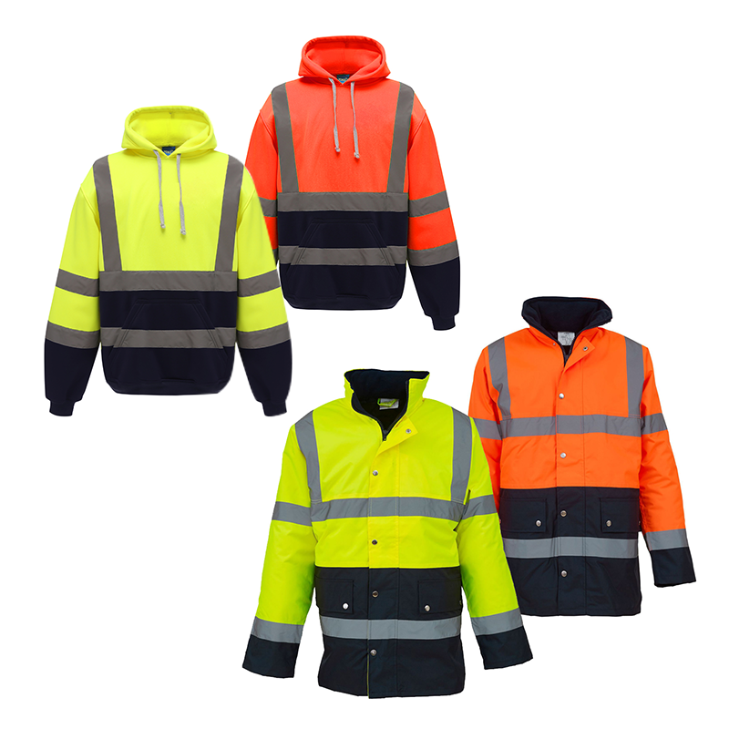 Mens High Visibility Reflective Safety Jacket Mens Safety Workwear Reflective Hoodie Construction Jacket