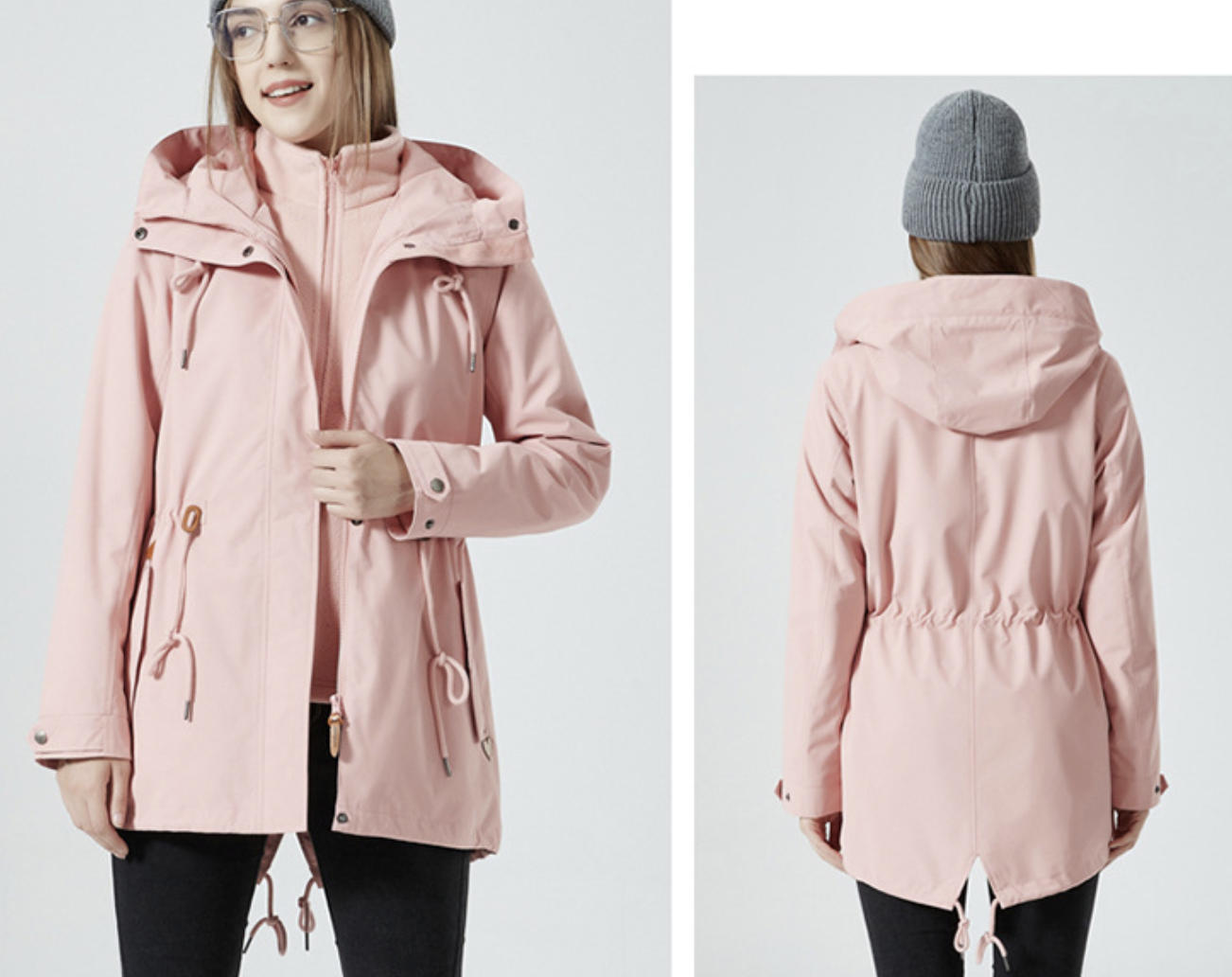 Women's 3-in-1 Waterproof Windstopper Zipper Hiking Jacket Fleece Inner Thick Outdoor Windproof Breathable Winter Parka Trekking