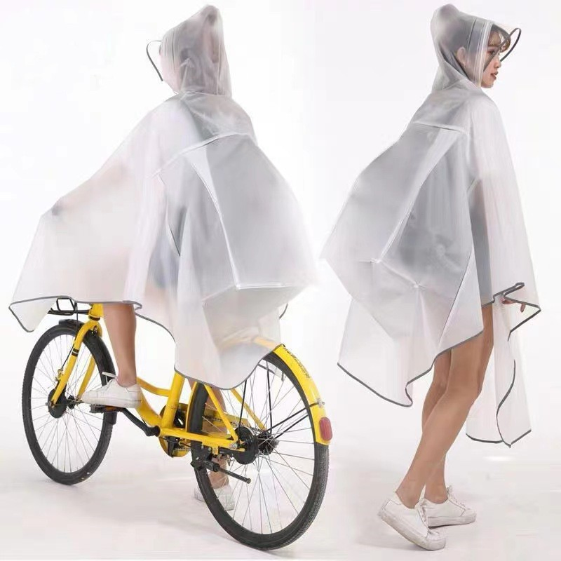 Bike Bicycle Biker Foldable Fashion Black EVA Raincoat Poncho Waterproof Rain Cape