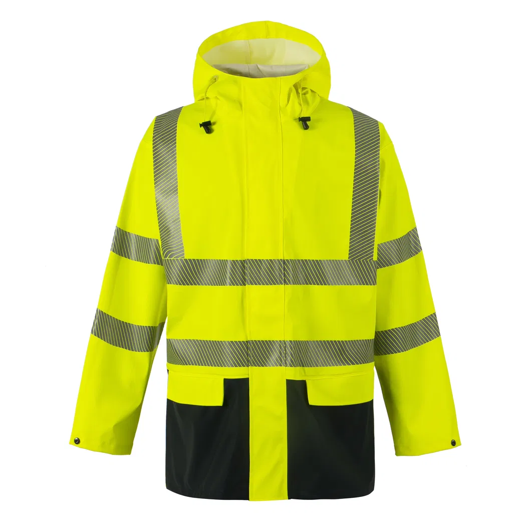 OEM Factory Fr Workwear Fluorescent Hi Vis Safety Reflective Rain Coat Waterproof Jacket