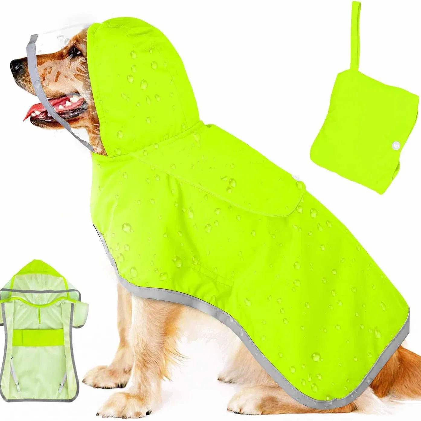 PVC Functional Stylish Adjustable Hood Waterproof Dogs Poncho Raincoat Rain Cape