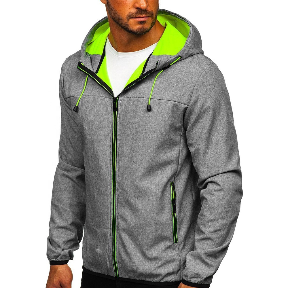 Mens Softshell Thermal Fleece Heated Jacket Waterproof Warm Work Clothing with Fluorescent Hood Hiking Outdoor Jacket