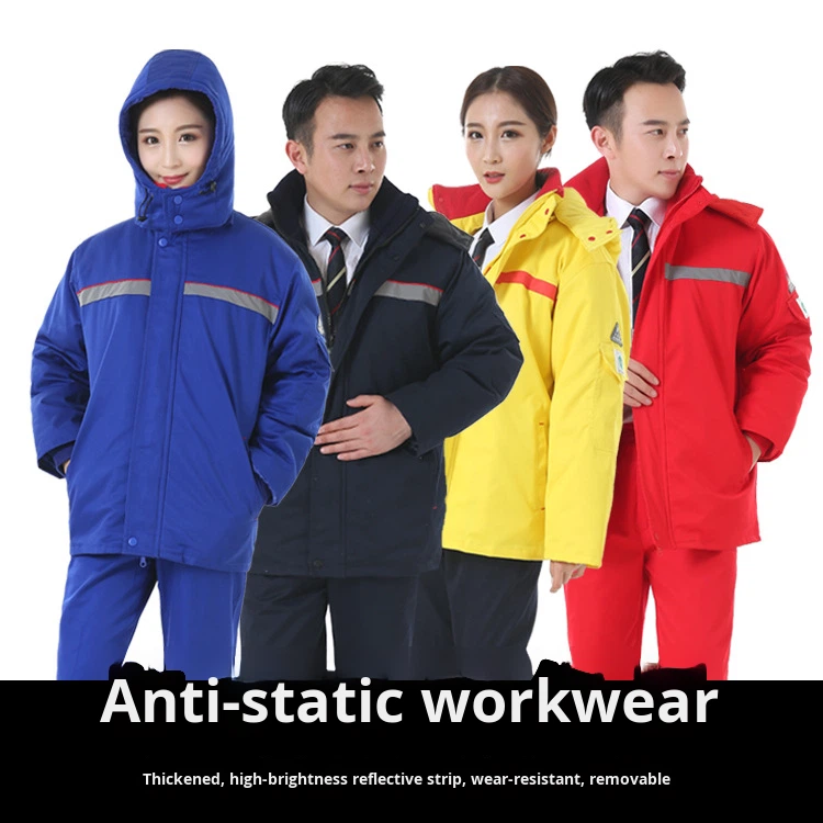 Long Cold-Proof Hooded Coat Custom Winter Cotton-Padded Long-Sleeve Warm Outdoor Anti-Static Unisex Workwear Jacket CE Certified