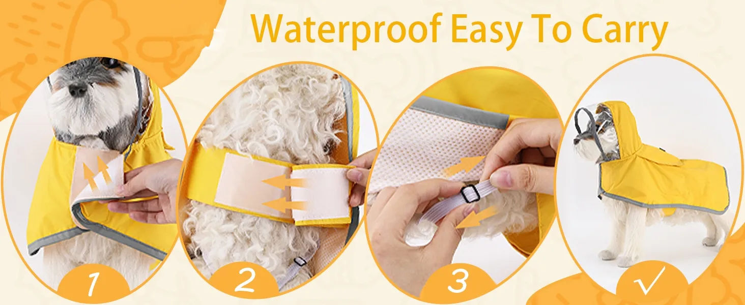 PVC Functional Stylish Adjustable Hood Waterproof Dogs Poncho Raincoat Rain Cape