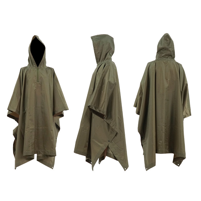 Manufacturer Custom Waterproof Tactical Raincoats Impermeable Camouflage Adult Rain Poncho for Outdoor Hunting Rainwear