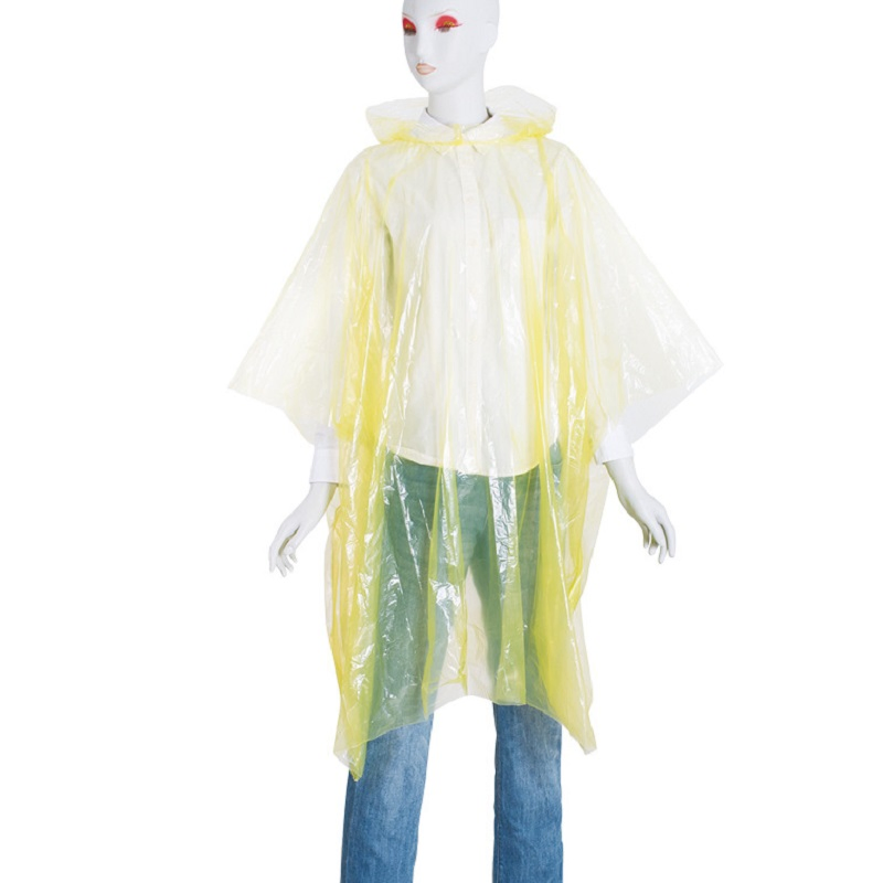 Disposable Plastic PE Rain Poncho Raincoat in Ball Waterproof Square Design Esg17220