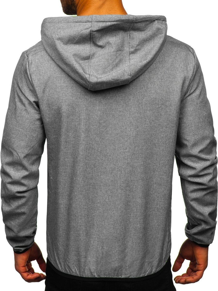 Mens Softshell Thermal Fleece Heated Jacket Waterproof Warm Work Clothing with Fluorescent Hood Hiking Outdoor Jacket