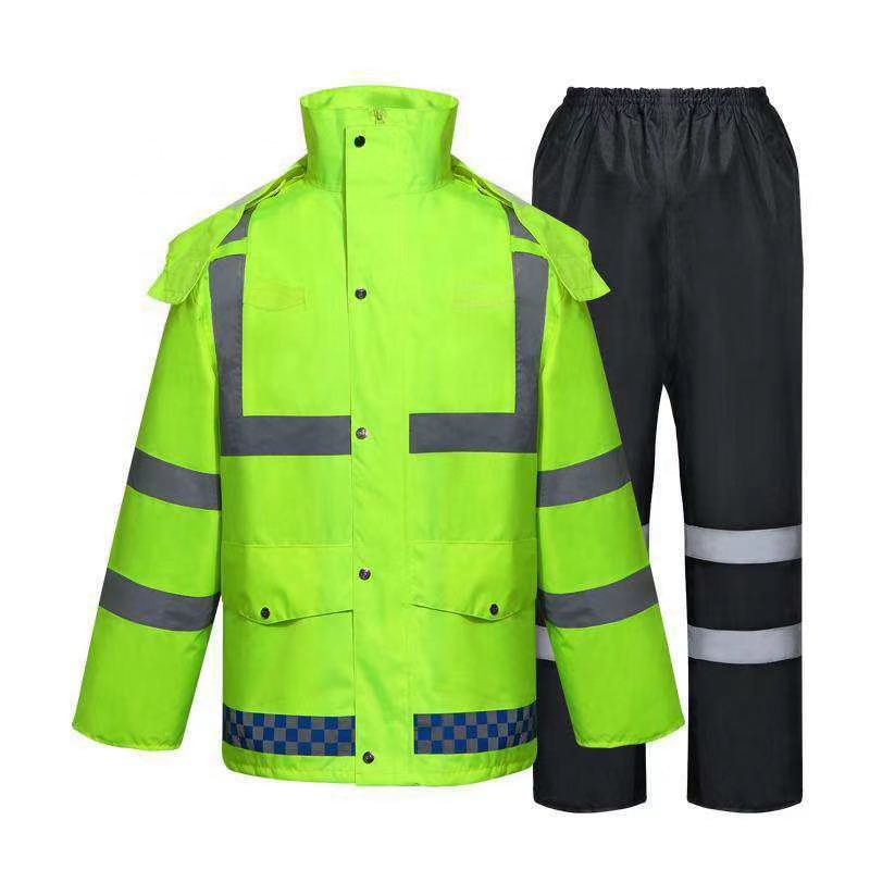 Wholesale Waterproof Reflective Safety Rain Suit Raincoat ANSI Class 2 EN ISO Class 1 380 Super Bright Reflectivity