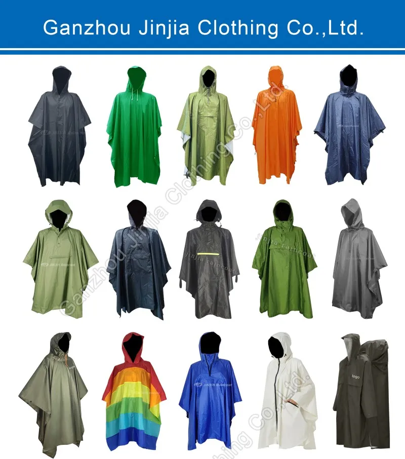 Wholesale High Quality Portable Emergency Poncho Raincoat Waterproof Ripstop Reusable Rain Cape
