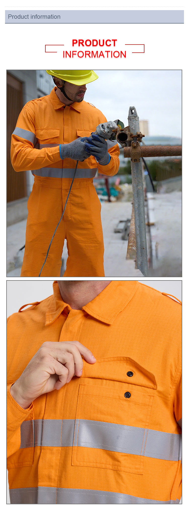 Reflective Flame-Retardant Anti-Static Miner Coverall Detail 2