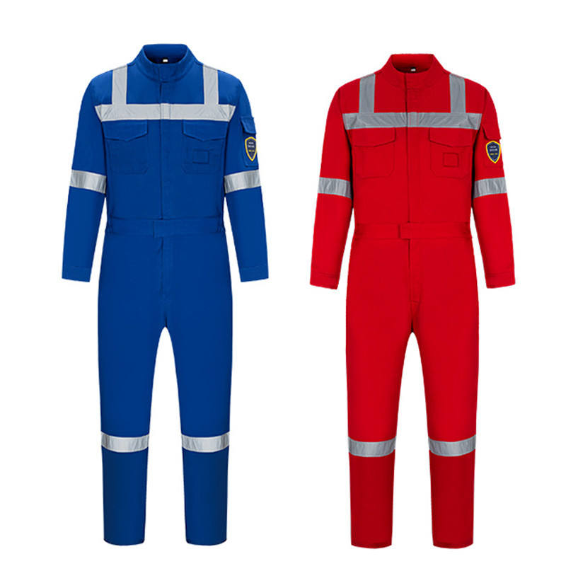 280GSM 100% Cotton Oil Gas Field Fire Retardant Work Overall Building Welding Chemical Reflective Flame Resistance FR Coverall
