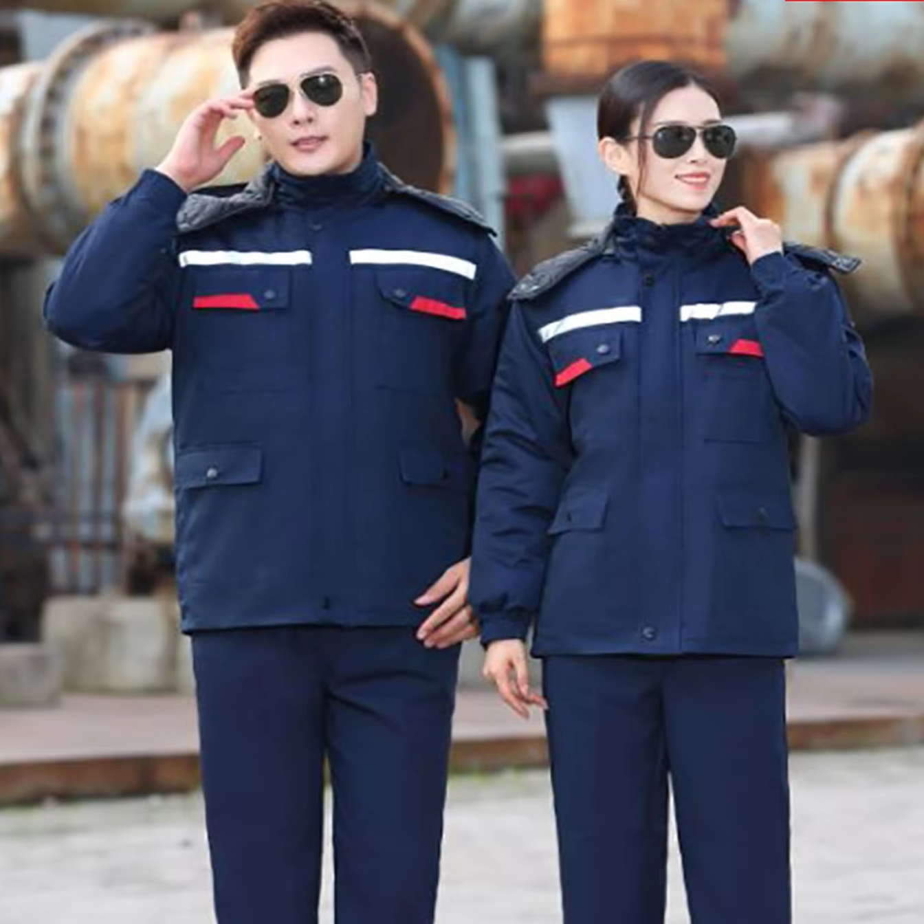padded jacket detachable Thickened Anti-Static Clothingt Gas Station Winter Cold-Proof Warm Labor Protection Workwear