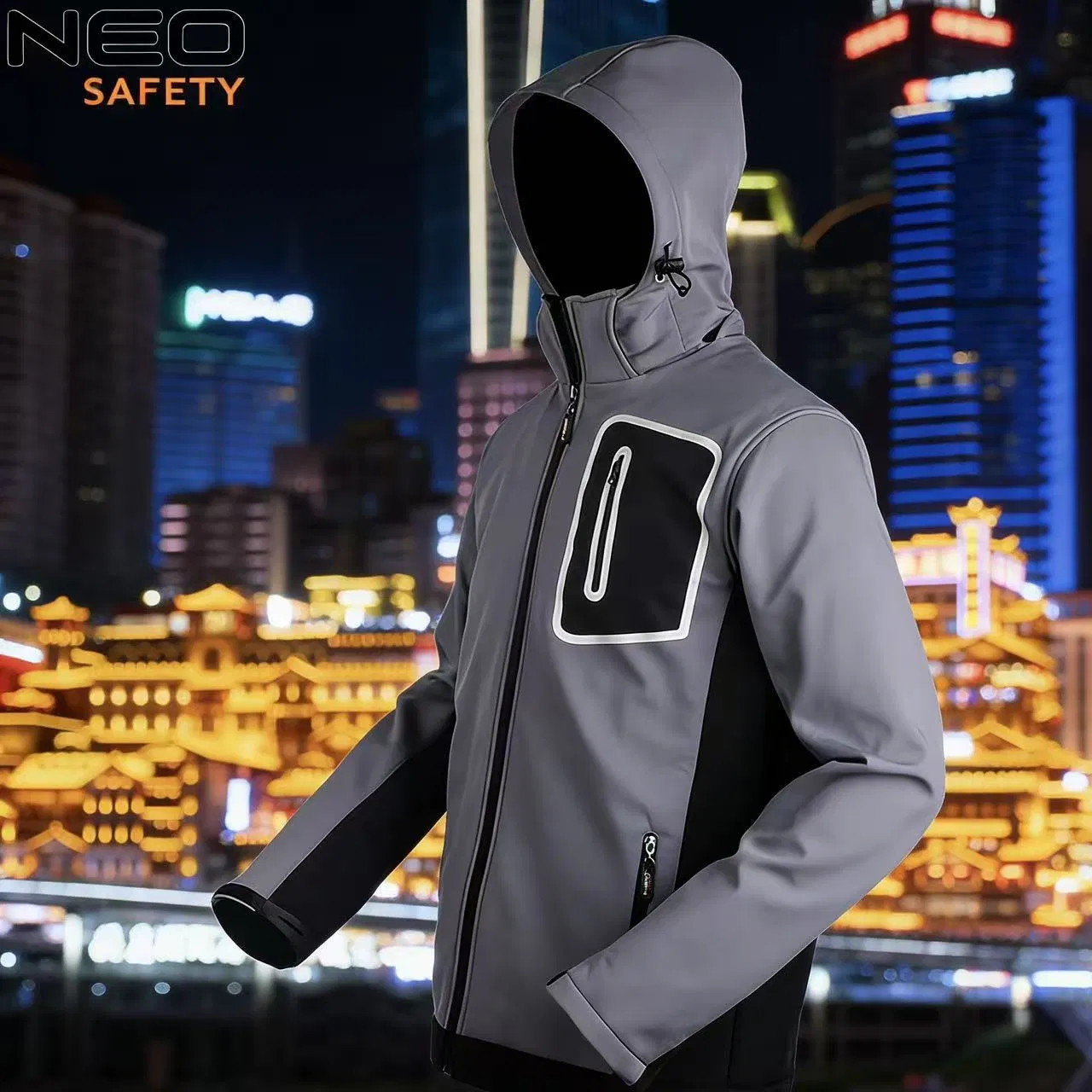 Neo Safety Men's Three Layers Softshell Jacket Breathable Lightweight Windproof