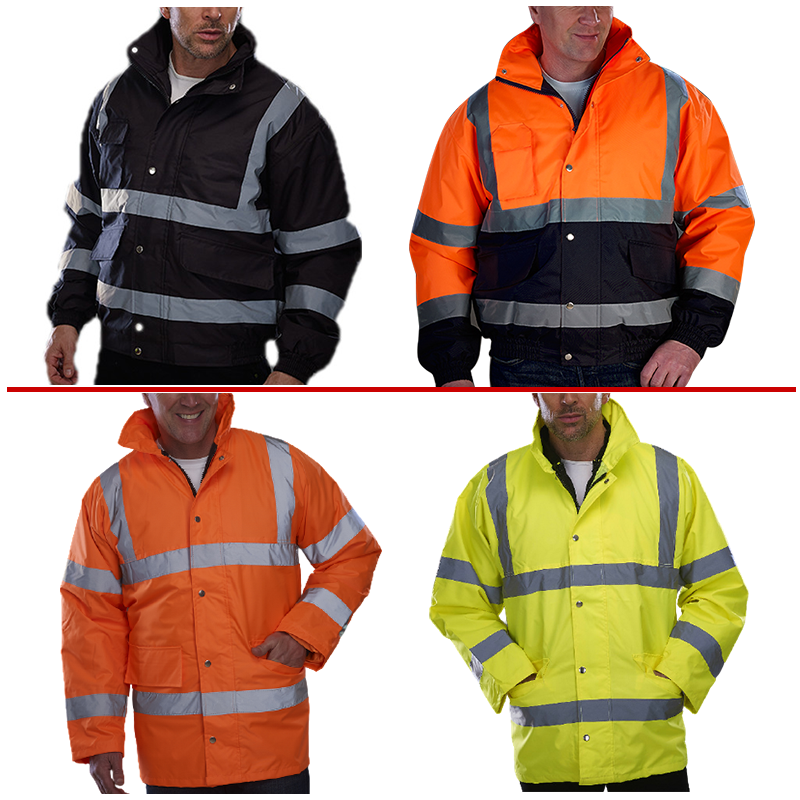 Mens High Visibility Reflective Safety Jacket Mens Safety Workwear Reflective Hoodie Construction Jacket