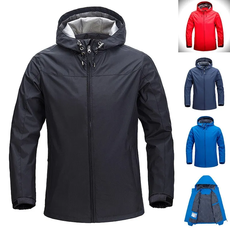 Man Jackets Men's Windproof and Rainproof Outdoor Sports Hooded Parka Hooded Raincoat