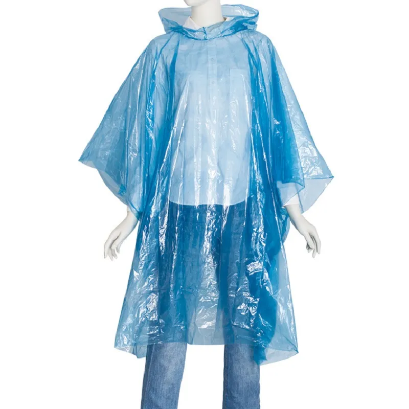Disposable Plastic PE Rain Poncho Raincoat in Ball Waterproof Square Design Esg17220
