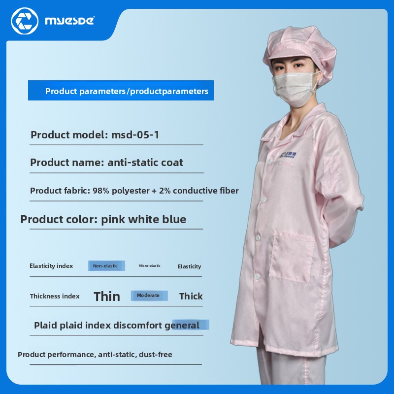 Factory Direct Anti-Static Workwear Coat Striped Style for Electronic Workshop Cleanroom ESD Safety Clothing Level Protection